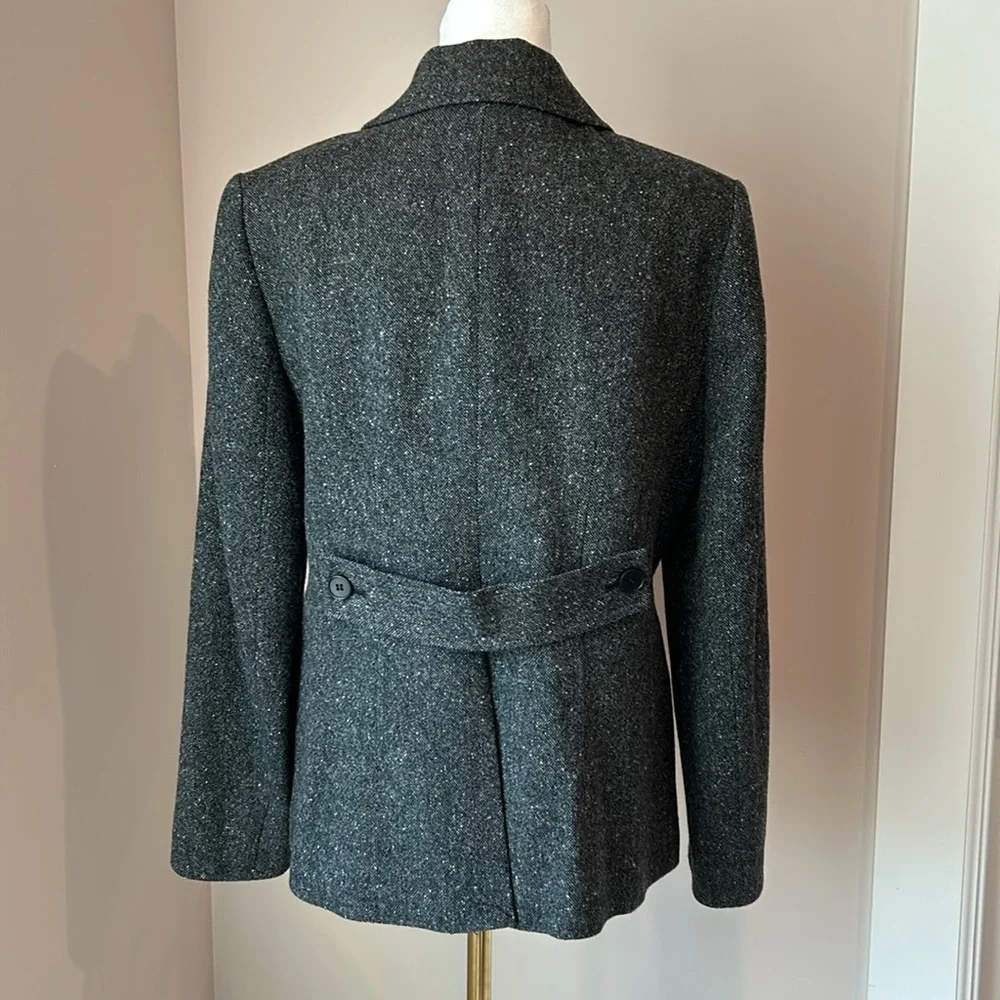 Theory Dark Gray Wool Tweed Button Front Blazer Jacket Lined Size 10 - Picture 6 of 10